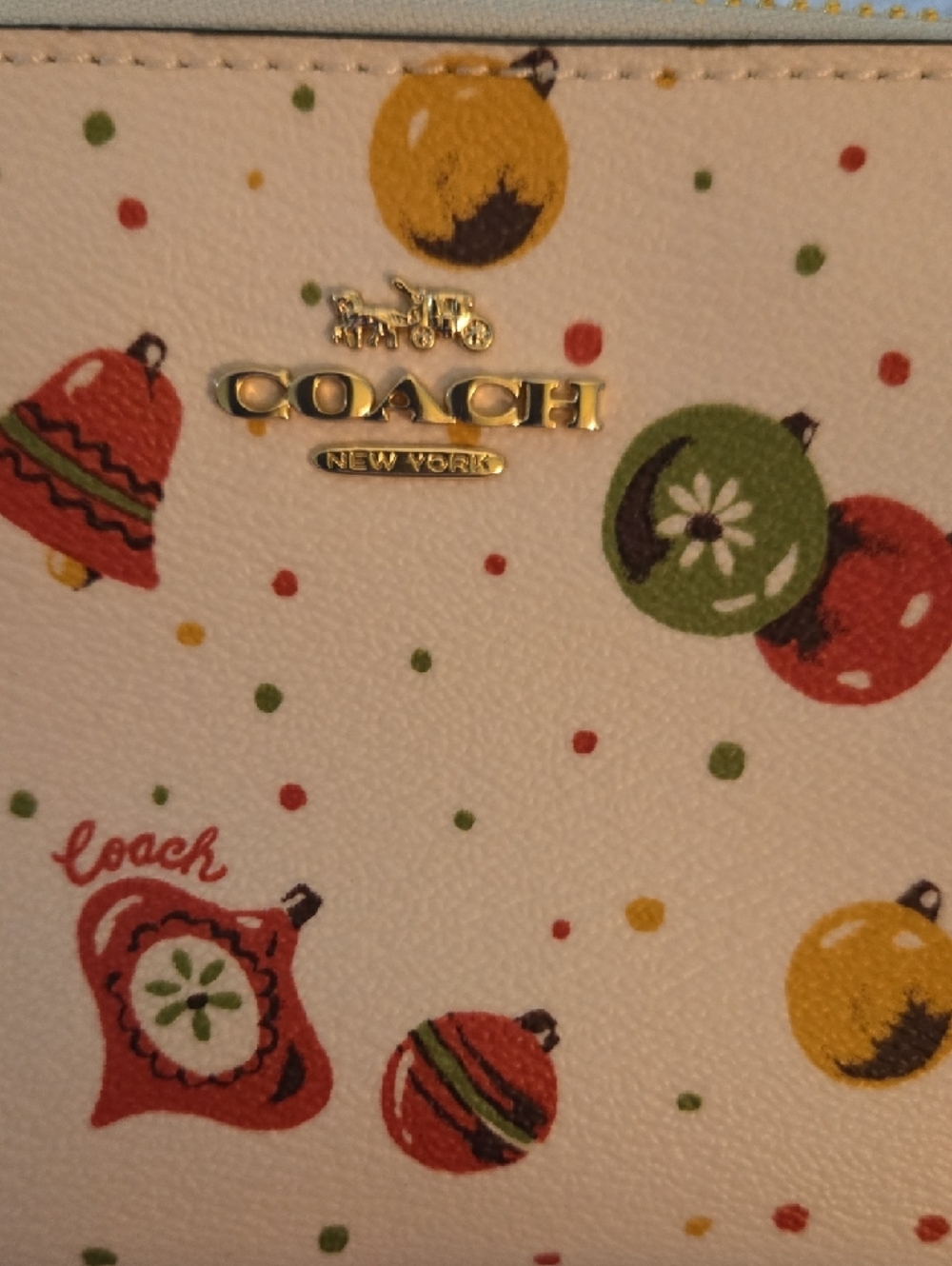 Coach White Pebble Leather Holiday Ornament Wristlet - Picture 6 of 10